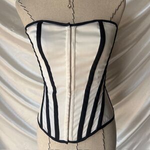Charlotte Russe Black and white vintage lace up corset